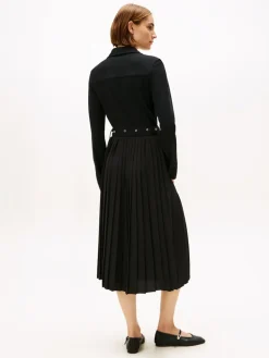 Tommy Hilfiger Interlock Mix Media Polo Dress, musta