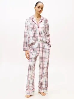 Tommy Hilfiger K-gift LS FLNL Shirt Set Slippers naisten pyjama, monivärinen kuosi