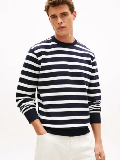 Tommy Hilfiger miesten collegepaita ESS Terry Block STP Sweatshirt, raidallinen sininen