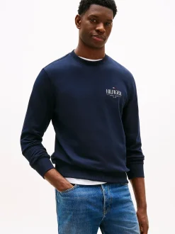 Tommy Hilfiger miesten collegepaita, HILFIGER STACKED SWEATSHIRT Tummansininen