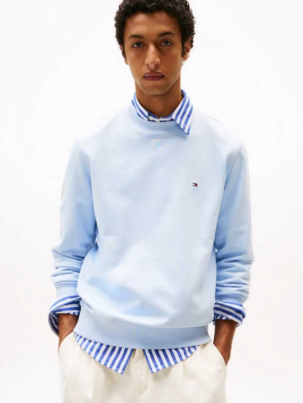 Tommy Hilfiger miesten collegepaita Essential Terry Crewneck, vaaleansininen