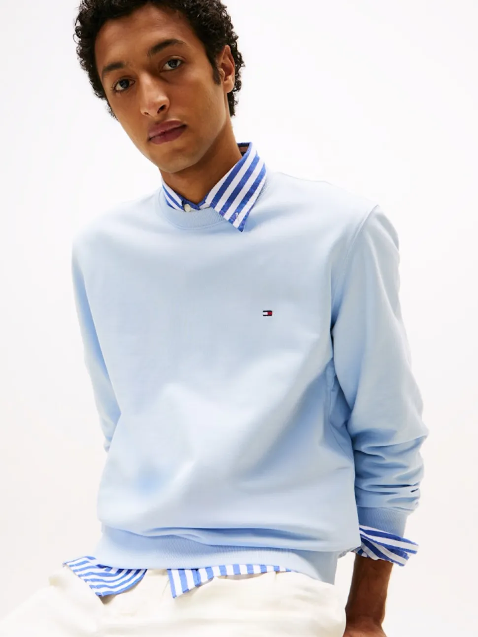 Tommy Hilfiger miesten collegepaita Essential Terry Crewneck, vaaleansininen