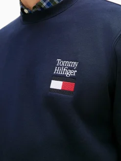 Tommy Hilfiger miesten collegepaita Tommy Ebro Flag Sweatshirt, tummansininen
