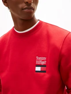 Tommy Hilfiger miesten collegepaita Tommy Ebro Flag Sweatshirt, punainen