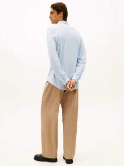 Tommy Hilfiger miesten kauluspaita KNIT PIQUE FEATHERWEIGHT SHIRT, vaaleansininen