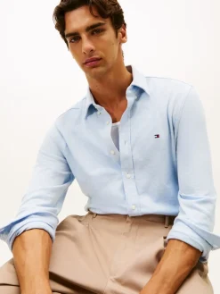 Tommy Hilfiger miesten kauluspaita KNIT PIQUE FEATHERWEIGHT SHIRT, vaaleansininen