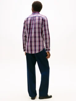 Tommy Hilfiger miesten kauluspaita Flex Poplin Medium Check Shirt, punainen