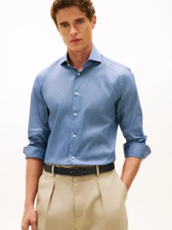 Tommy Hilfiger miesten kauluspaita DC Flex Collar Mini Texture, sininen kuosi