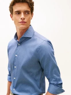 Tommy Hilfiger miesten kauluspaita DC Flex Collar Mini Texture, sininen kuosi