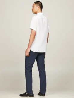 Tommy Hilfiger Miesten Kauluspaita, PIGMENT DYED LINEN RF SHIRT Valkoinen