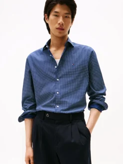 Tommy Hilfiger miesten kauluspaita, CL - FAKE SOLID PRT SF SWS SHIRT Sininen Kuosi