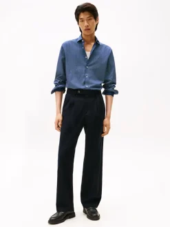 Tommy Hilfiger miesten kauluspaita, CL - FAKE SOLID PRT SF SWS SHIRT Sininen Kuosi