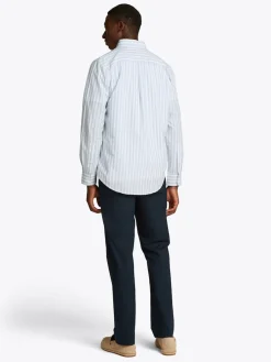 Tommy Hilfiger miesten kauluspaita, FLEX POPLIN BOLD STRIPE Raidallinen Sininen
