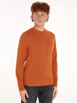 Tommy Hilfiger Miesten Neulepusero, LAMBSWOOL CREW NECK KONEPESTÄVÄ Poltettu Oranssi
