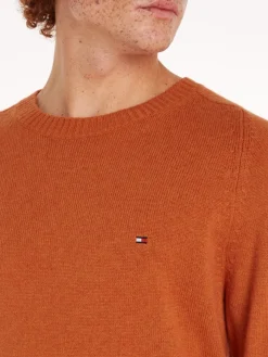 Tommy Hilfiger Miesten Neulepusero, LAMBSWOOL CREW NECK KONEPESTÄVÄ Poltettu Oranssi