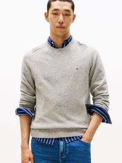 Tommy Hilfiger miesten neulepusero, CLAMBSWOOL CREW NECK Vaaleanharmaa