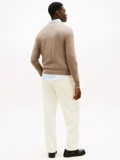 Tommy Hilfiger miesten neulepusero PIMA ORG CTN CASHMERE CREW NECK, Beige