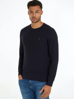Tommy Hilfiger Miesten Neulepusero, OVAL STRUCTURE CREW Tummansininen