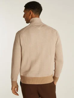 Tommy Hilfiger Miesten Neuletakki, MOULINE ZIP THRU Beige