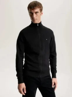 Tommy Hilfiger miesten neuletakki PIMA ORG CTN CASHMERE FULL ZIP, musta