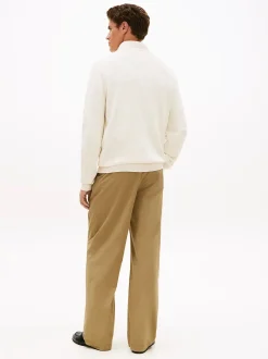 Tommy Hilfiger miesten neulepusero Seasonal Structure Zip Mock, luonnonvalkoinen