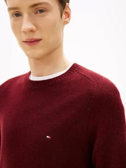 Tommy Hilfiger miesten neulepusero CLAMBSWOOL CREW NECK, viininpunainen