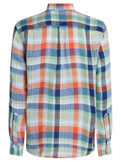 Tommy Hilfiger miesten pellavapaita, LINEN SUMMER MADRAS Oranssiruutu
