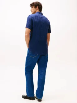 Tommy Hilfiger miesten pellavapaita, PIGMENT DYED LINEN RF SS Tummansininen