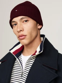 Tommy Hilfiger miesten pipo, TH FLAG PIMA COTTON BEANIE Viininpunainen