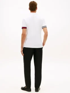 Tommy Hilfiger miesten pikeepaita RWB Cuff Liquid Cottom Slim Polo, valkoinen