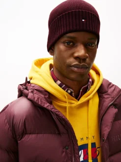 Tommy Hilfiger miesten pipo, TH FLAG PIMA COTTON BEANIE Viininpunainen