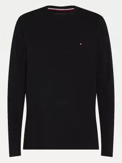 Tommy Hilfiger Miesten Pitkähihainen T-paita STRETCH SLIM FIT LONG SLEEVE TEE Musta