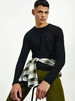 Tommy Hilfiger Miesten Pitkähihainen T-paita STRETCH SLIM FIT LONG SLEEVE TEE Musta