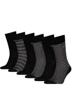 Tommy Hilfiger miesten sukat TH MEN SOCK 6P TIN GIFT BOX BIRDEYE, musta