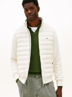 Tommy Hilfiger miesten takki Mix Media Ess RWB Stand Collar, luonnonvalkoinen