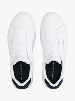 Tommy Hilfiger miesten tennarit, TH COURT LEATHER DETAIL ESS Valkoinen