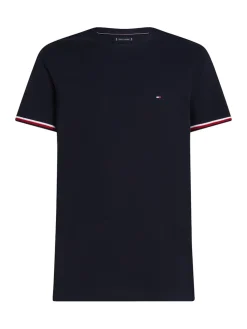 Tommy Hilfiger miesten t-paita, GLOBAL STRIPE CUFF TEE Tummansininen