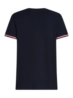Tommy Hilfiger miesten t-paita, GLOBAL STRIPE CUFF TEE Tummansininen