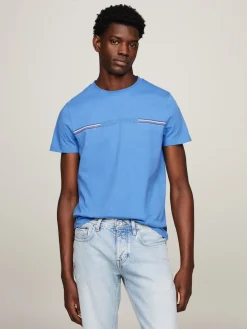 Tommy Hilfiger Miesten T-Paita, STRIPE CHEST TEE Keskisininen