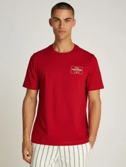 Tommy Hilfiger Miesten T-paita, MONOTYPE PRINTED LABEL Punainen