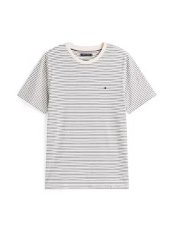Tommy Hilfiger miesten t-paita, ESSENTIAL REG FIT TEE Raidallinen Valkoine