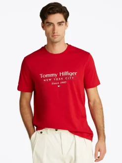 Tommy Hilfiger miesten t-paita, HILFIGER CENTER STACK LOGO TEE Punainen