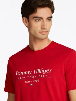 Tommy Hilfiger miesten t-paita, HILFIGER CENTER STACK LOGO TEE Punainen