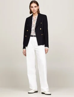 Tommy Hilfiger Naisten Bleiseri, PIQUE GOLD BUTTON REGULAR BLAZER Tummansininen
