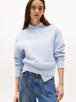 Tommy Hilfiger naisten college, SCRIPT REG PIQUE SWEATER Vaaleansininen