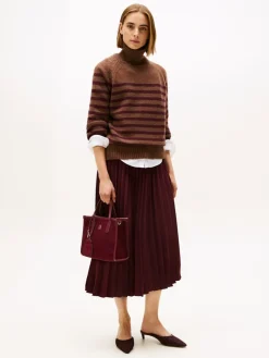 Tommy Hilfiger naisten hame, FLUID PLEATED PULL ON MIDI SKIRT Viininpunainen