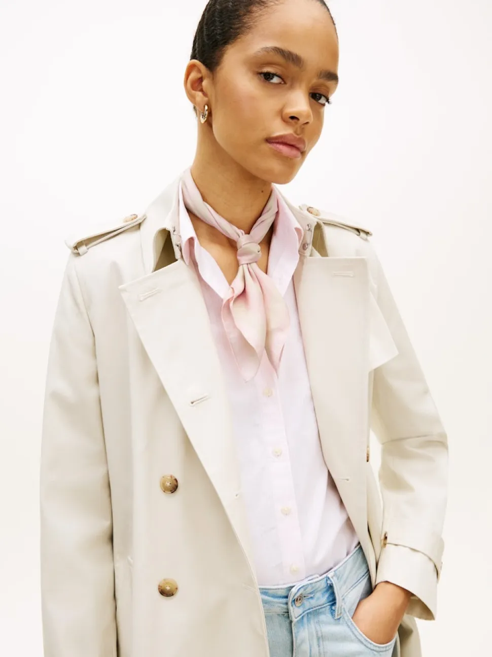 Tommy Hilfiger naisten huivi TH Elevated Chic Silk Square, vaaleanpunainen