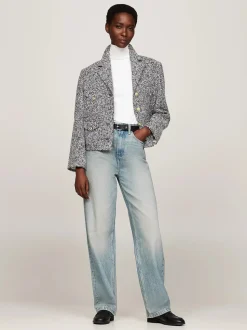 Tommy Hilfiger Naisten Jakku, BOUCLE WOOL MIX JACKET Harmaa Kuosi