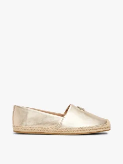 Tommy Hilfiger naisten kengät, TH LOGO METALLIC LEATHER ESPADRILLE Kullankeltainen