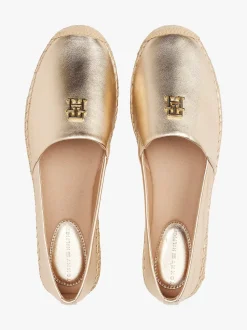 Tommy Hilfiger naisten kengät, TH LOGO METALLIC LEATHER ESPADRILLE Kullankeltainen